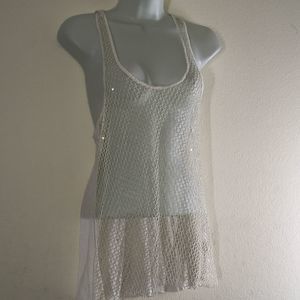 Bella D Open Knit, Racer Back Clear Sequin…